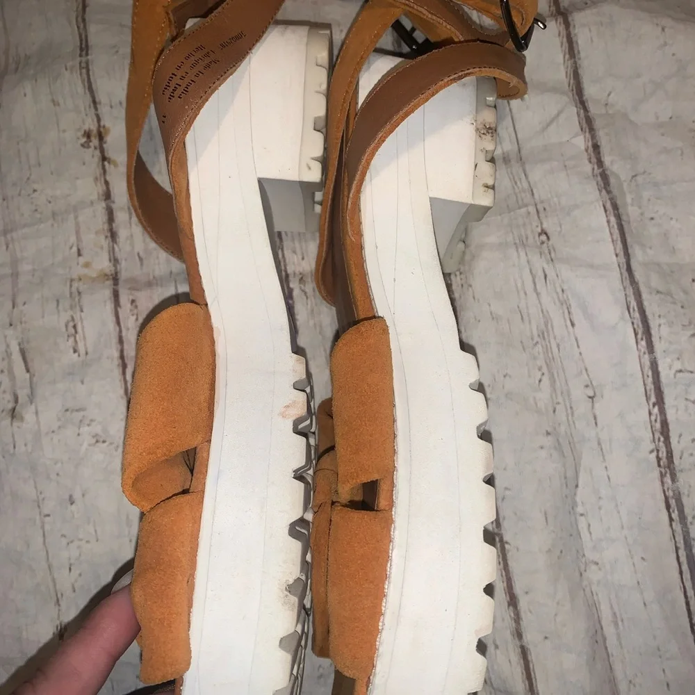 Free people essex sandal tan slight wedge 41